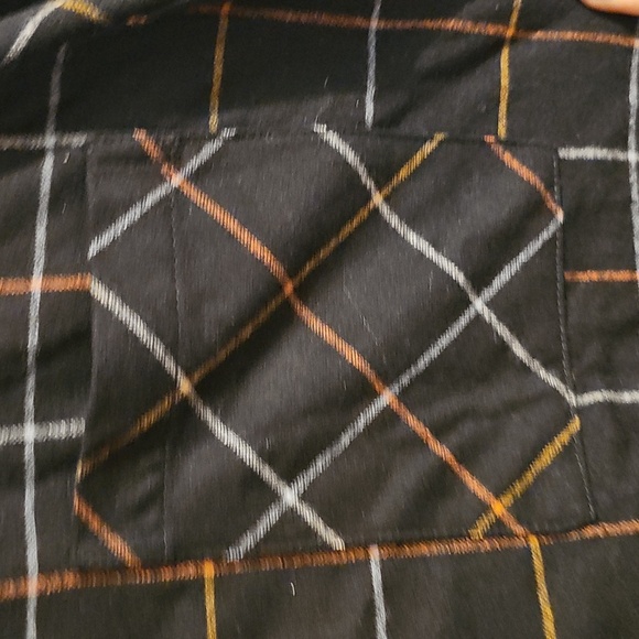 Pendleton Black and Orange Plaid Shirt Fall Winter 100% Wool Button Down Large - Picture 5 of 7